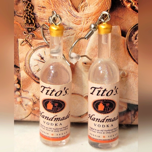 Trendy Handmade Vodka Drop Dangle Earrings - Picture 2 of 3